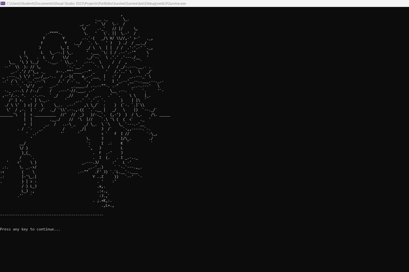 hiker in trees ascii art